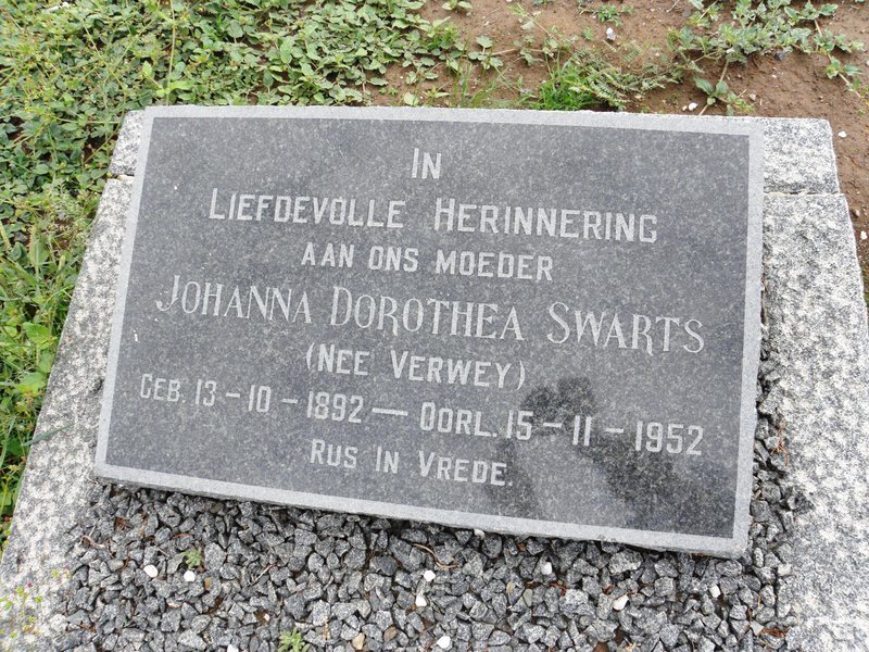 SWARTS Johanna Dorothea nee VERWEY 1892-1952