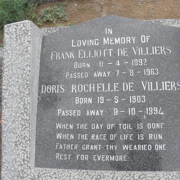 VILLIERS Frank Elliott, de 1892-1963 &amp; Doris Rochelle 1903-1994