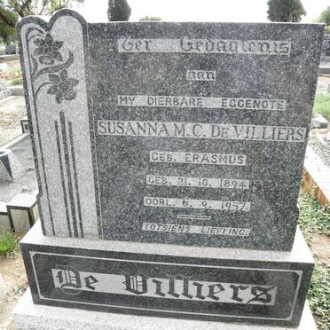 VILLIERS Susanna M.C., de nee ERASMUS 1894-1957