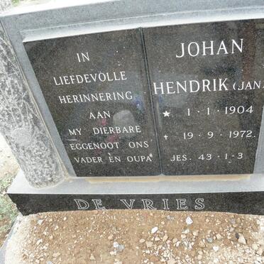 VRIES Johan Hendrik, de 1904-1972 