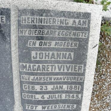 VIVIER Johanna nee JANSEN VAN VUUREN 1881-1945