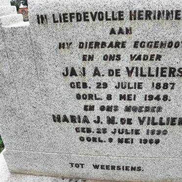 VILLIERS Jan A., de 1887-1948 &amp; Maria J.M. 1890-1969