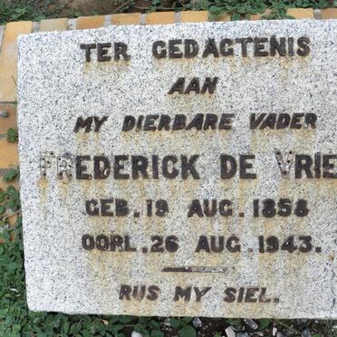 VRIES Frederick, De 1858-1943