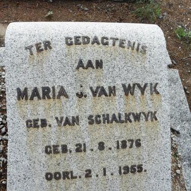 WYK Maria J., van nee Van SCHALKWYK 1876-1955