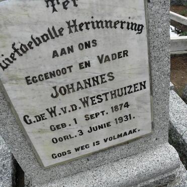 WESTHUIZEN G de W., v.d. 1874-1931