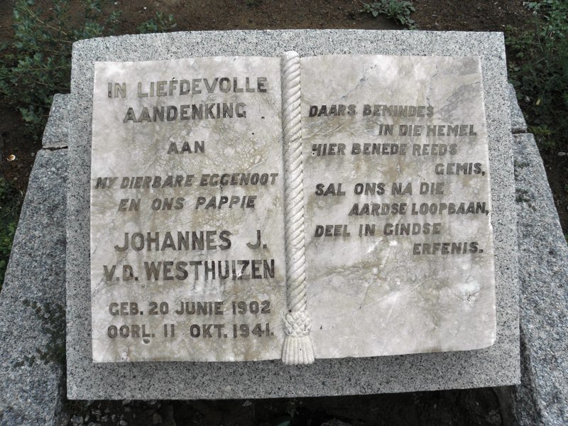 WESTHUIZEN Johannes J. v.d. 1902-1941