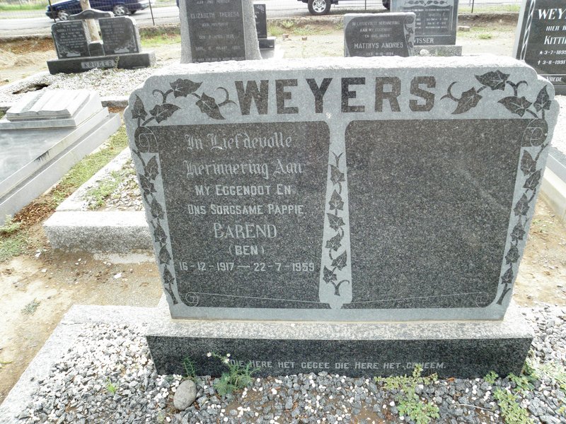 WEYERS Barend 1917-1959