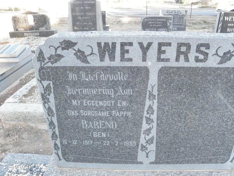 WEYERS Barend 1917-1959