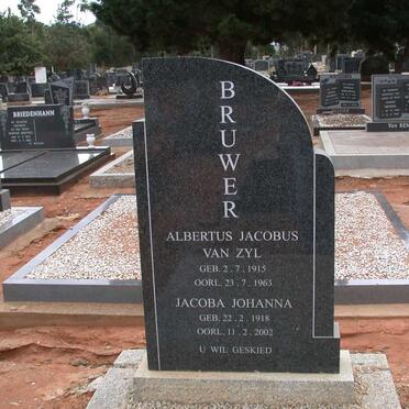BRUWER Albertus Jacobus Van Zyl &amp; Jacoba Johanna 1918-2002