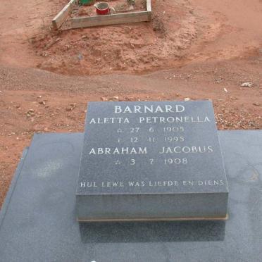 BARNARD Abraham Jacobus 1908- &amp; Aletta Petronella 1905-1995
