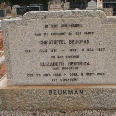BEUKMAN Christoffel 1891-1957 &amp; Elizabeth Hendrika ROSSOUW 1889-1969