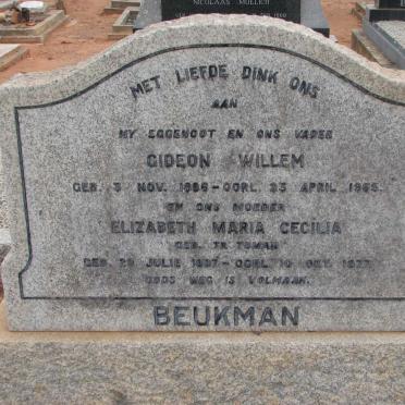 BEUKMAN Gideon Willem 1886-1955 &amp; Elizabeth Maria Cecilia TRYTSMAN 1887-1977