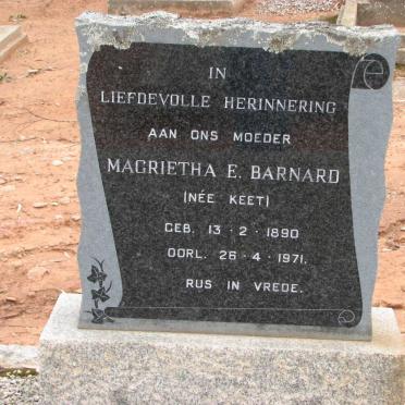 BARNARD Magrietha E. nee KEET 1890-1971
