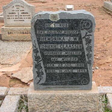 CLAASSEN Hendrika J.W. formerly MOELICH nee MULDER 1880-1949