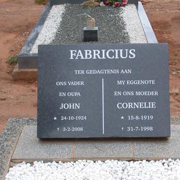 FABRICIUS John 1924-2008 &amp; Cornelie 1919-1998