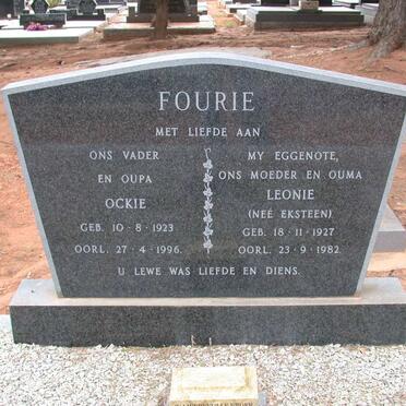 FOURIE Ockie 1923-1996 &amp; Leonie EKSTEEN 1927-1982