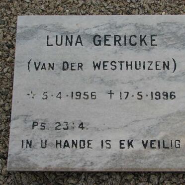 GERICKE Luna nee VAN DER WESTHUIZEN 1956-1996