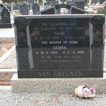 GREUNEN Adam, van 1902-1976 &amp; Gesina 1903-1994