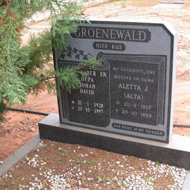 GROENEWALD Johan David 1920-1997 &amp; Aletta J. 1927-1988