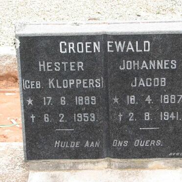 GROENEWALD Johannes Jacob 1887-1941 &amp; Hester KLOPPERS 1889-1953