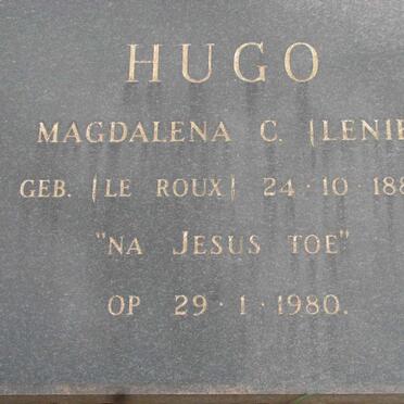 HUGO Magdalena C. nee LE ROUX 1889-1980