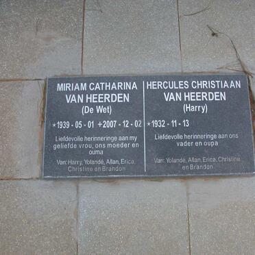 HEERDEN Hercules Christiaan, van 1932- &amp; Miriam Catharina DE WET 1939-2007