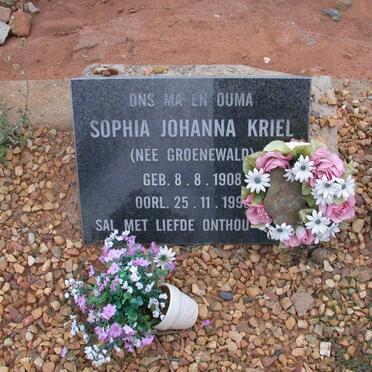 KRIEL Sophia Johanna nee GROENEWALD 1908-199?