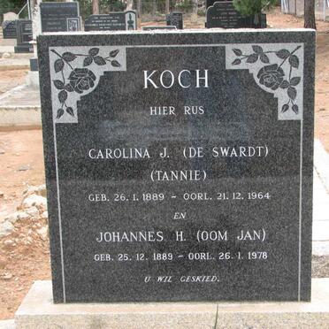 KOCH Johannes H. 1889-1978 &amp; Carolina J. DE SWARDT 1889-1964
