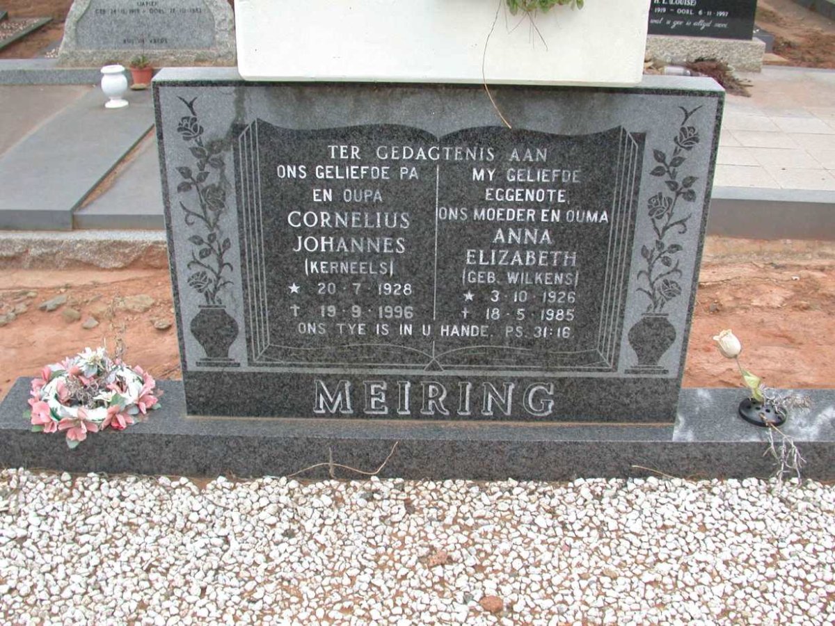 MEIRING Cornelius Johannes 1928-1996 &amp; Anna Elizabeth WILKENS 1926-1985