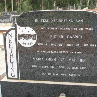 NEETHLING Pieter Gabriel 1918-1969 &amp; Maria MATTHEE 1917-2000