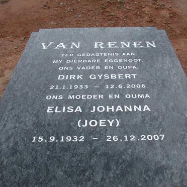 RENEN Dirk Gysbert, van 1933-2006 &amp; Elisa Johanna 1932-2007