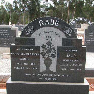 RABÉ Gawie 1900-1972 &amp; Sally VAN BILJON 1912-1998