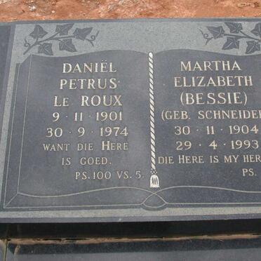 ROUX Daniël Petrus, le 1901-1974 &amp; Martha Elizabeth SCHNEIDER 1904-1993
