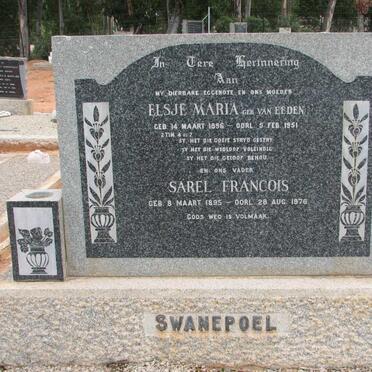 SWANEPOEL Sarel Francois 1895-1976 &amp; Elsje Maria VAN EEDEN 1896-1951