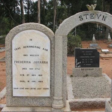 STEYN Frederika Johanna nee VAN ZYL 1881-1969