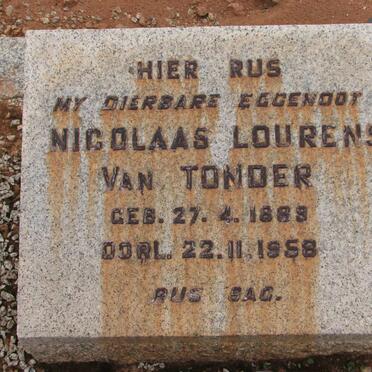 TONDER Nicolaas Lourens, van 1889-1958