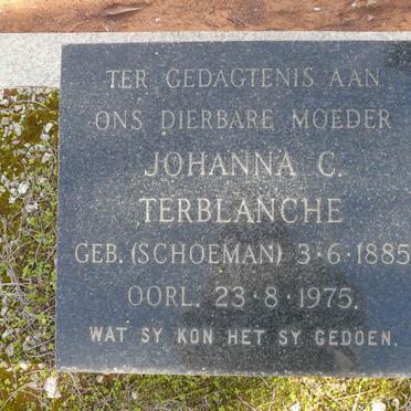 TERBLANCHE Johanna C. nee SCHOEMAN 1885-1975