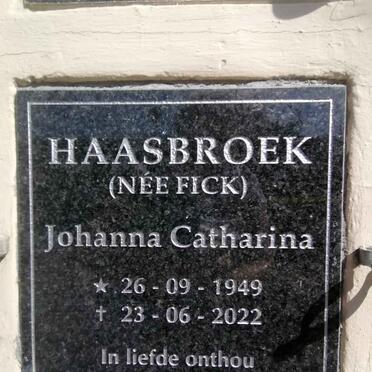 HAASBROEK Johanna Catharina nee FICK 1949-2022