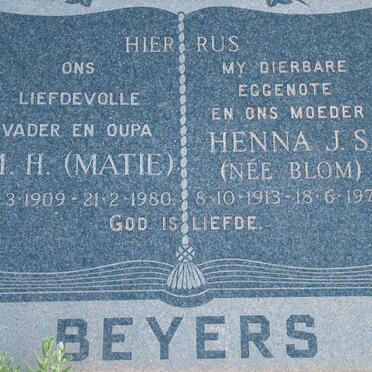 BEYERS M.H. 1909-1980 &amp; Henna J.S. BLOM 1913-1974