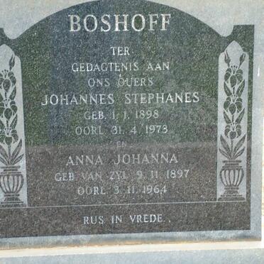 BOSHOFF Johannes Stephanus 1898-1973 &amp; Anna Johanna VAN ZYL 1897-1964