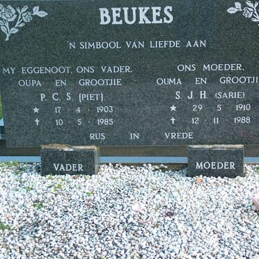 BEUKES P.C.S. 1903-1985 &amp; S.J.H. 1910-1988