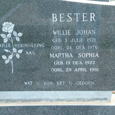 BESTER Willie Johan 1921-1976 &amp; Martha Sophia 1922-1981 :: MYBURGH Marrette nee BESTER 1948-2004 _2