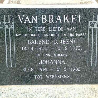 BRAKEL Barend C., van 1905-1973 &amp; Johanna 1914-1982