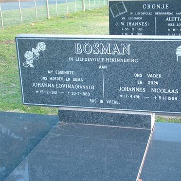 BOSMAN Johannes Nicolaas 1911-1998 &amp; Johanna Lovina 1912-1989