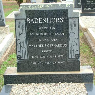 BADENHORST Mattheus Gerhardus 1935-1973