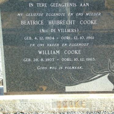 COOKE William 1903-1965 &amp; Beatrice Huibrecht DE VILLIERS 1904-1961