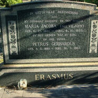 ERASMUS Petrus Gerhardus 1880-1967 &amp; Maria Jacoba VILJOEN 1886-1953