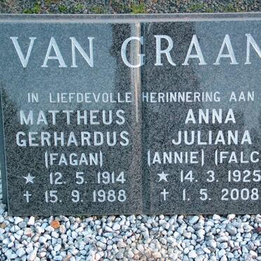 GRAAN Mattheus Gerhardus, van 1914-1988 &amp; Anna Juliana FALCK 1925-2008