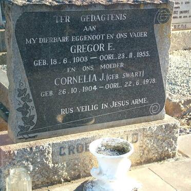 GROENEWALD Gregor E. 1903-1955 &amp; Cornelia J. SWART 1904-1978