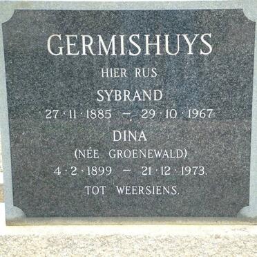 GERMISHUYS Sybrand 1885-1967 &amp; Dina GROENEWALD 1899-1973